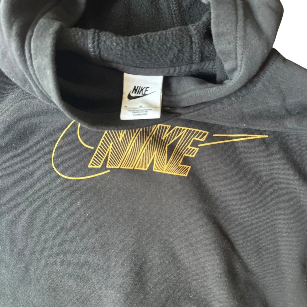 Nike Kids Hoodie Pullover Sweatshirt Black Geometric‎ Logo Size M